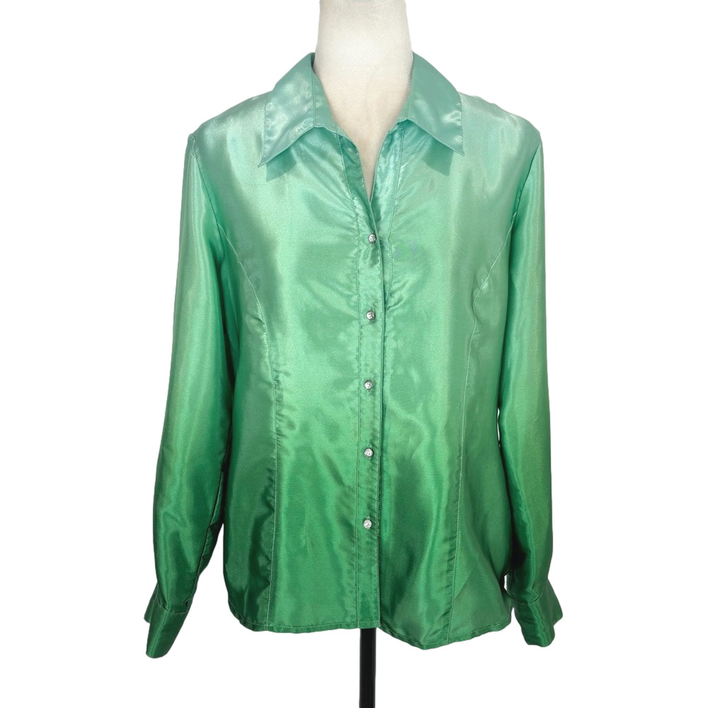 Notations green ombre satin shirt